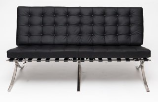 SOFA CROMATO, PIKOWANA, SKÓRA EKOLOGICZNA, CHROM, STYL BARCELONA, LOFT