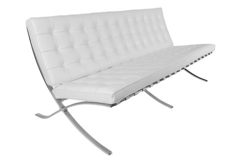 Sofa Barcelona, 3 osobowa, biała skóra naturalna Sofa Barcelona, 3 osobowa, biała skóra naturalna