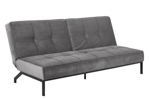 INDUSTRALNA SZARA SOFA, WELUR, CZARNY METAL, DO SALONU LOFT