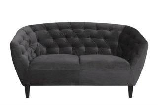 SOFA 2-OSOBOWA LUSSO, SZARY WELUR, PIKOWANA, DO SALONU, ELEGANCKA