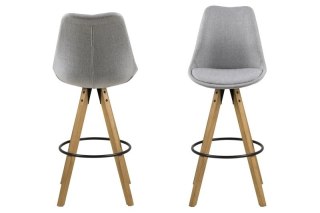 TAPICEROWANY HOKER Z OPARCIEM NORDIC GREY, SZARY, DREWNIANE NOGI, DO KUCHNI