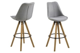 TAPICEROWANY HOKER Z OPARCIEM NORDIC GREY, SZARY, DREWNIANE NOGI, DO KUCHNI