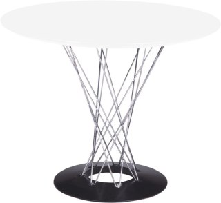 OKRĄGŁY BIAŁY STÓŁ CYKLON, 100 CM, METALOWE NOGI, NOWOCZESNY, LOFT