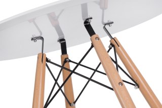 NOWOCZESNY OKRĄGŁY STÓŁ DO JADALNI - BIAŁY, 80 cm, DREWNIANE NOGI