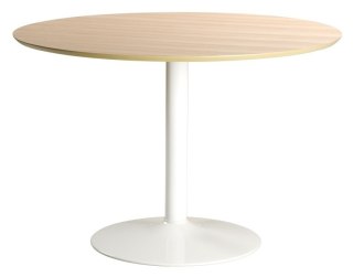 OKRĄGŁY STÓŁ 110 CM, DĘBOWY, BIAŁY, NA JEDNEJ NODZE, METAL, DO JADALNI