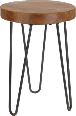 TABORET METALOWY INTESI - DREWNO, CZARNY, LOFT