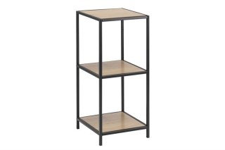 CZARNA METALOWA SZAFKA DENMARK INDUSTRIALNA, DĄB, LOFT, 3 PÓŁKI, MAŁY REGAŁ