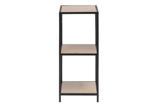 CZARNA METALOWA SZAFKA DENMARK INDUSTRIALNA, DĄB, LOFT, 3 PÓŁKI, MAŁY REGAŁ