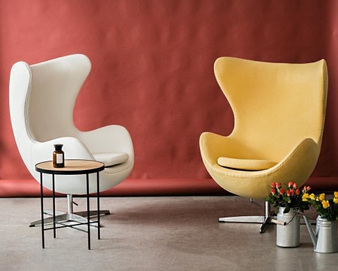 FOTEL EGG, JAJO, BIAŁA SKÓRA NATURALNA, CHROMOWANY, DO SALONU, NOWOCZESNY