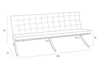Sofa Barcelona, 3 osobowa, biała skóra naturalna