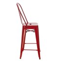 CZERWONY METALOWY HOKER LOFT ARTPRO Z OPARCIEM, STOŁEK BAROWY, 75 CM