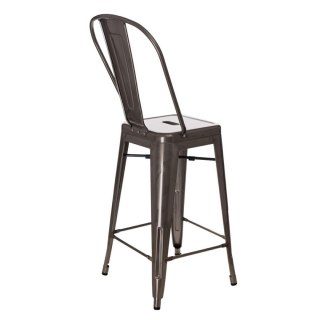 METALOWY HOKER LOFT ARTPRO, Z OPARCIEM, INDUSTRIALNY STOŁEK BAROWY, 66 CM