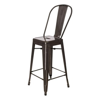 METALOWY HOKER LOFT ARTPRO, Z OPARCIEM, INDUSTRIALNY STOŁEK BAROWY, 66 CM
