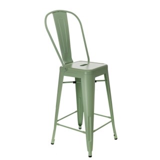 ZIELONY METALOWY HOKER LOFT ARTPRO Z OPARCIEM, STOŁEK BAROWY DO WYSPY 66 CM