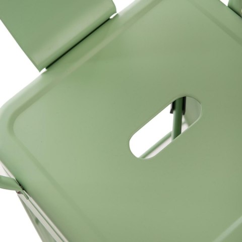 ZIELONY METALOWY HOKER LOFT ARTPRO Z OPARCIEM, STOŁEK BAROWY DO WYSPY 66 CM