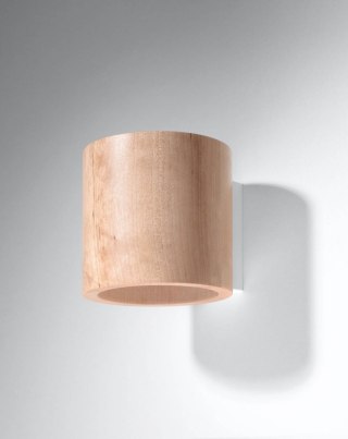 DREWNIANY OWALNY KINKIET ŚCIENNY, LAMPA ŚCIENNA 12 CM, G9, ŚWIATŁO GÓRA DÓŁ