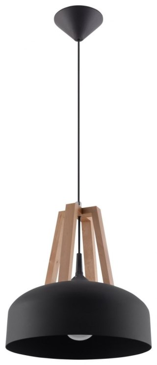 Lampa wisząca CASCO czarna/naturalne drewno