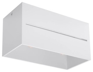 NOWOCZESNY PLAFON, BIAŁY PROSTOKĄT, METAL 2 x GU9