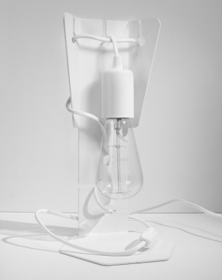 INDUSTRIALNA NOWOCZESNA LAMPKA BIURKOWA - ARBY, BIAŁA, STAL