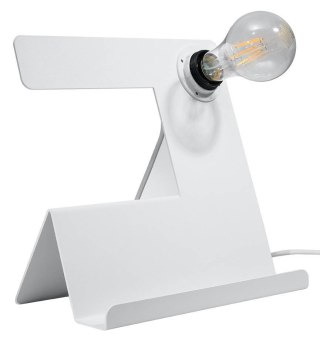 BIAŁA LAMPKA BIURKOWA - INCLINE, STAL, NIETYPOWA, LOFT, E27