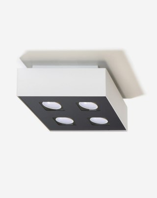 CZARNO-BIAŁY PLAFON, KAWADRAT, SALON, 4 x GU10