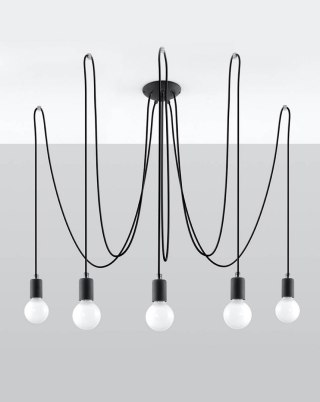 LAMPA WISZĄCA ARTICOLO, PAJĄK, 5xE27, CZARNA, LOFT, EDISON, DO SALONU
