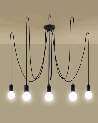 LAMPA WISZĄCA ARTICOLO, PAJĄK, 5xE27, CZARNA, LOFT, EDISON, DO SALONU