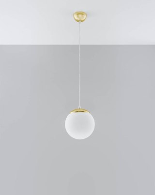 LAMPA WISZĄCA VELOCE, SZKLANA KULA, BIAŁA, ZŁOTA, E27, GLAMOUR, DO SALONU