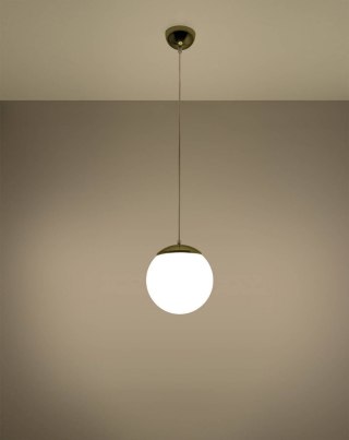 LAMPA WISZĄCA VELOCE, SZKLANA KULA, BIAŁA, ZŁOTA, E27, GLAMOUR, DO SALONU