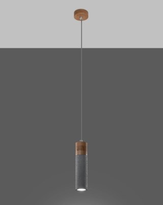 LAMPA WISZĄCA AXONUS ZANE, BETON, DREWNO, LOFT, SZARA, DO SALONU, GU10