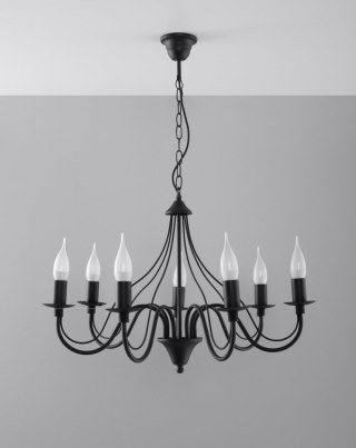 ŻYRANDOL LAMPA SUFITOWA LUMINAR MINERWA, ELEGANCKA, METALOWA, KANDELABR