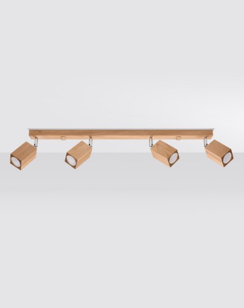 DREWNIANA LAMPA LOFT, DĄB, SZYNA, SPOT, 4 x GU10