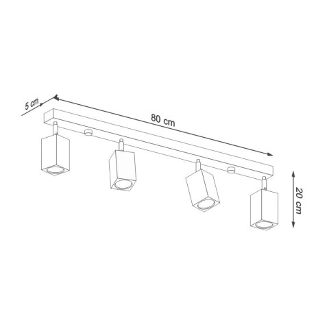 DREWNIANA LAMPA LOFT, DĄB, SZYNA, SPOT, 4 x GU10