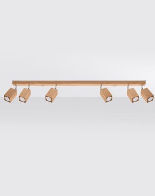 DREWNIANA LAMPA LOFT, DĄB, SZYNA, SPOT, 6 x GU10