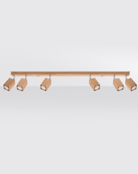 DREWNIANA LAMPA LOFT, DĄB, SZYNA, SPOT, 6 x GU10