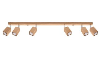 DREWNIANA LAMPA LOFT, DĄB, SZYNA, SPOT, 6 x GU10