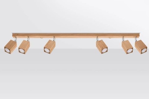 DREWNIANA LAMPA LOFT, DĄB, SZYNA, SPOT, 6 x GU10