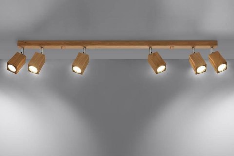 DREWNIANA LAMPA LOFT, DĄB, SZYNA, SPOT, 6 x GU10
