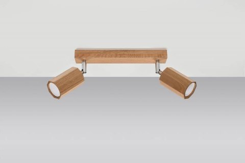 DREWNIANA LAMPA NATURALNA, DĄB, SPOT, 2 x GU10
