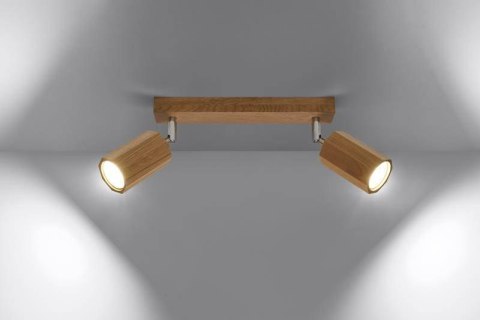 DREWNIANA LAMPA NATURALNA, DĄB, SPOT, 2 x GU10