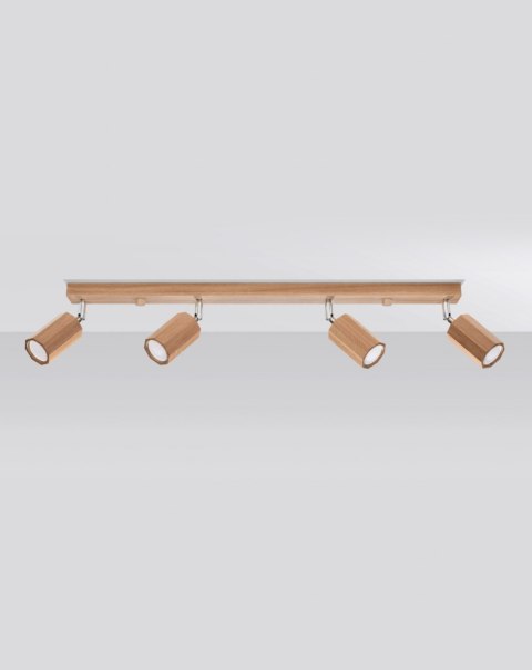 DREWNIANA LAMPA NATURALNA, DĄB, SPOT, 4 x GU10