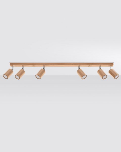 DREWNIANA LAMPA NATURALNA, DĄB, SPOT, 6 x GU10