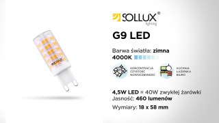 ŻARÓWKA LED G9 ORIGINE 4,5W 530LM, BIAŁA ZIMNA, 4000K, ODPOWIEDNIK 44W