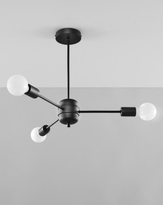 ŻYRANDOL STRUXUM, LAMPA WISZĄCA, LOFT, CZARNA STAL, INDUSTRIALNA, DO SALONU