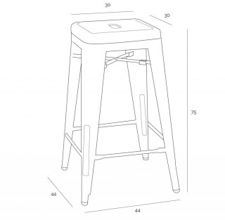 METALOWY HOKER LOFT ARTPRO - ŻÓŁTY, INDUSTRIALNY STOŁEK BAROWY, 75 CM