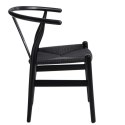 Krzesło drewniane do kuchni, czarne, plecionka