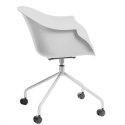 Krzesło na kółkach Round białe, obrotowe, biurowe