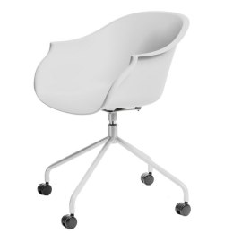 Krzesło na kółkach Roundy białe, obrotowe, biurowe