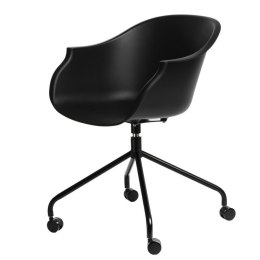 Krzesło na kółkach Roundy czarne obrotowe, biurowe