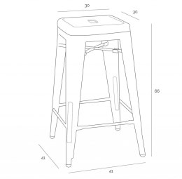 METALOWY HOKER LOFT ARTPRO 66 CM, NIEBIESKI, INDUSTRIALNY, DO KUCHNI